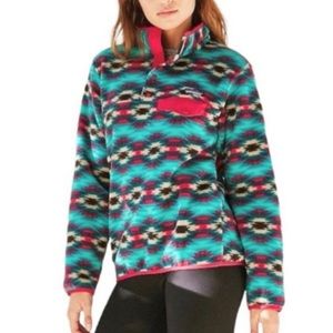 Synchilla Snap-T Fleece Pullover By Patagonia BERYL GREEN womens medium PATTERN